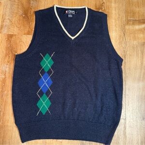 Ralph Lauren Chaps ARGYLE Cotton Golf Sweater Vest Grandpa Old Money 80-90s VTG